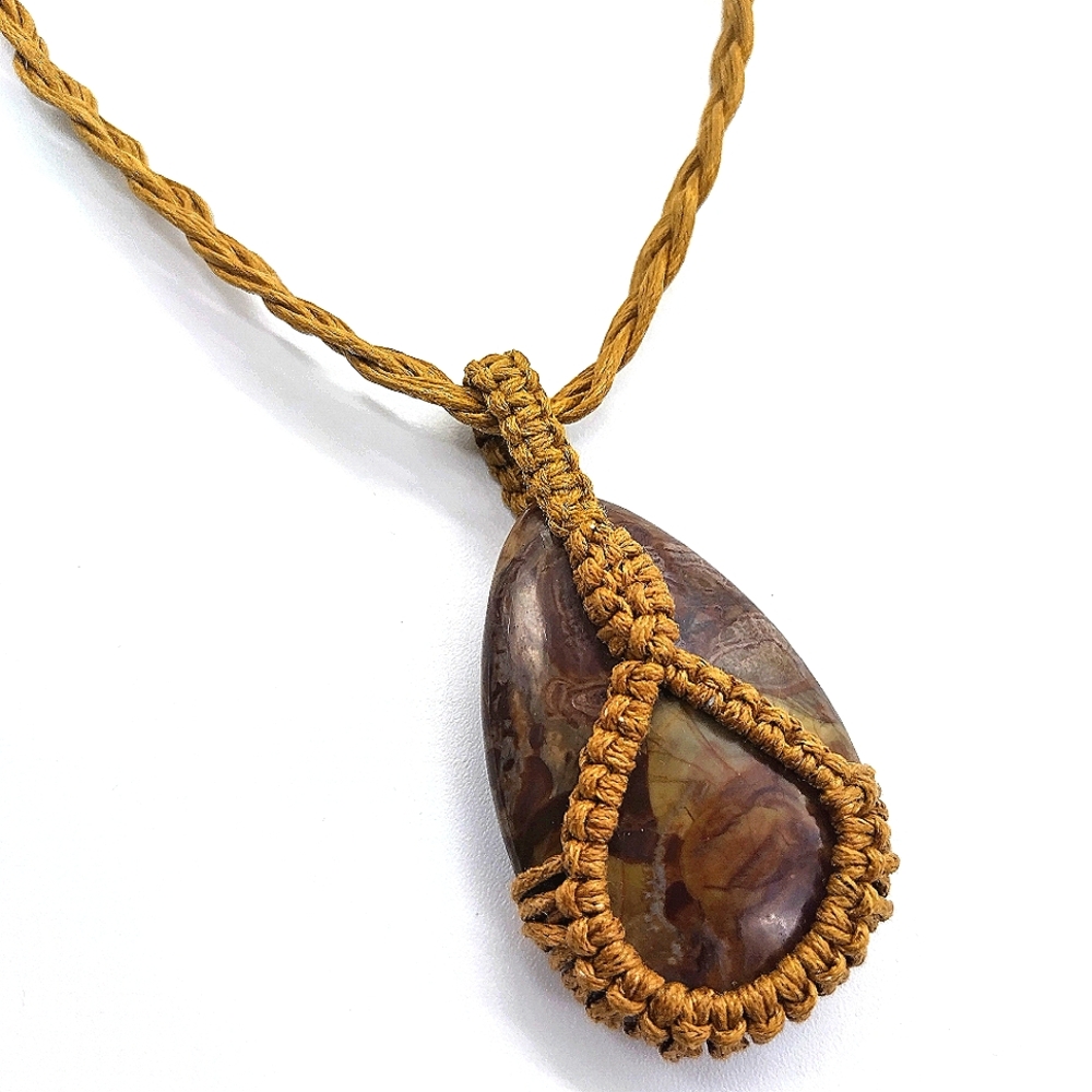 FREE PEOPLE Genuine Stone Pendant Boho Necklace-NWT $68 - Picture 2 of 5